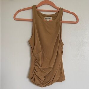 Open Edit Women's Brown Ruched Tank Top